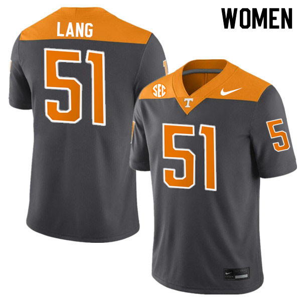 Women #51 Vysen Lang Tennessee Volunteers College Football Jerseys Stitched-Anthracite